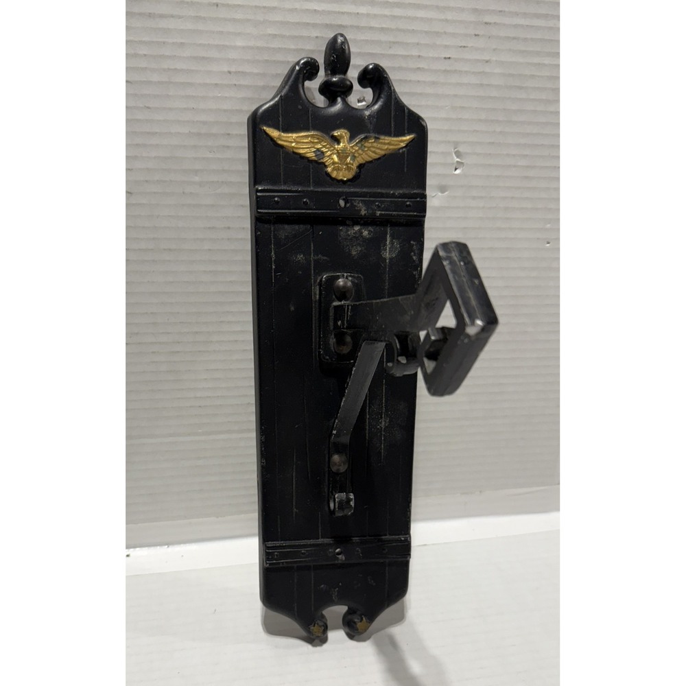 HOMCO Midwest 1364 - Vintage Black Metal Gold Eagle Wall Hook Hanging 14x4 - MCM
